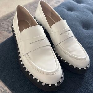 stuart weitzman Reverie Leather Pearly Accent Loafers